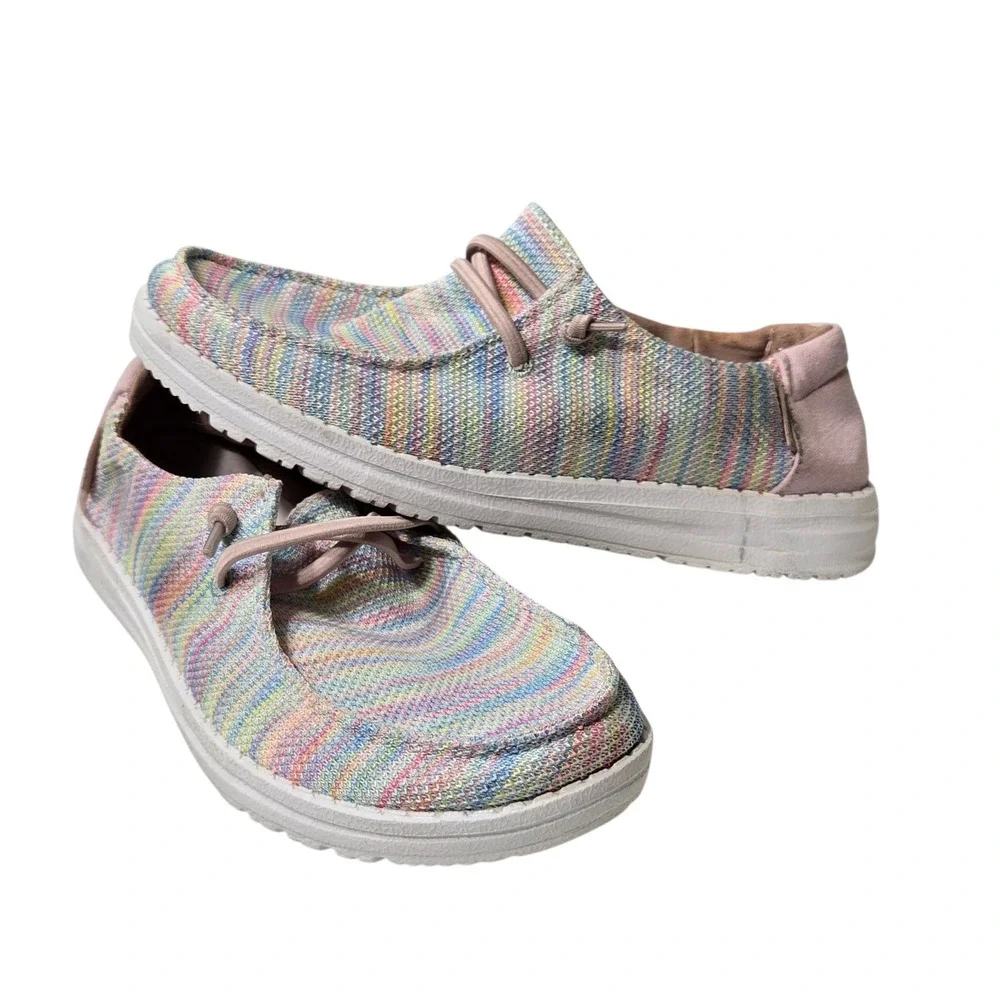 Hey Dude Wendy Youth Sox Pastels Multi Color Slip‎ On Loafers Size 5Y 130255074